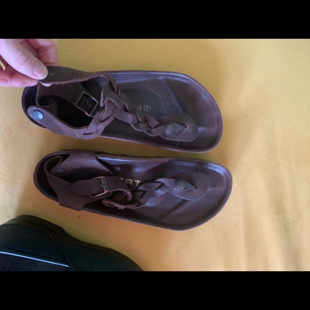 Brown leather gladiator Birkenstocks (Tatami)